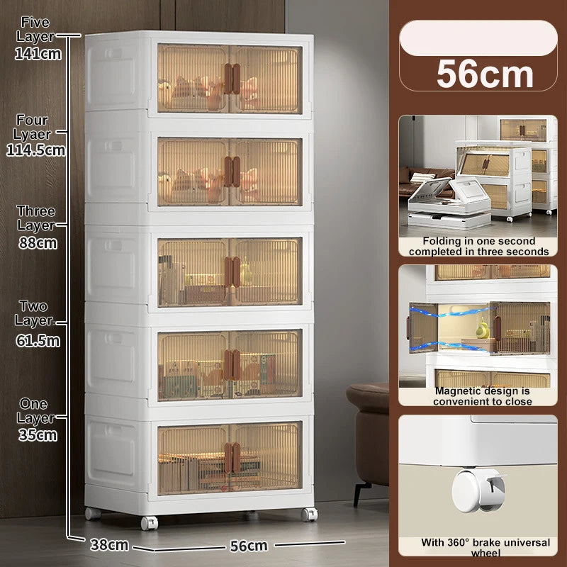 Folding Storage Box Magnetic Plastic Bins Sundries Storage Container Home Closet Organizer Shoe Clothes Foldable Cabinet Box