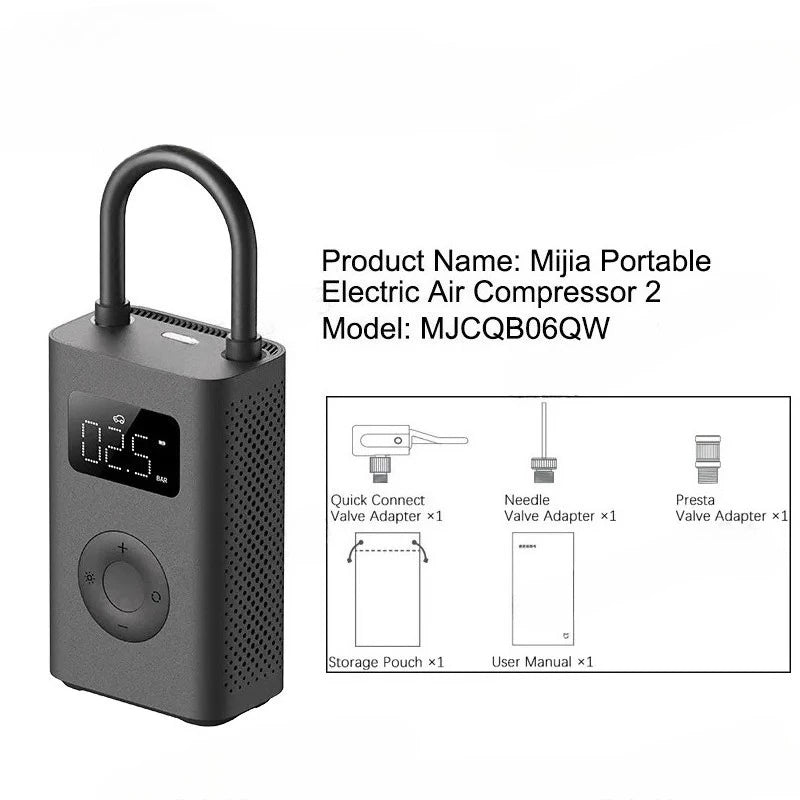 Xiaomi MIJIA 100% Original Portable Air Compressor 2,150psi,Preset Pressure Stop When Full,Air Pump,6 Mode,Lightweight Electric