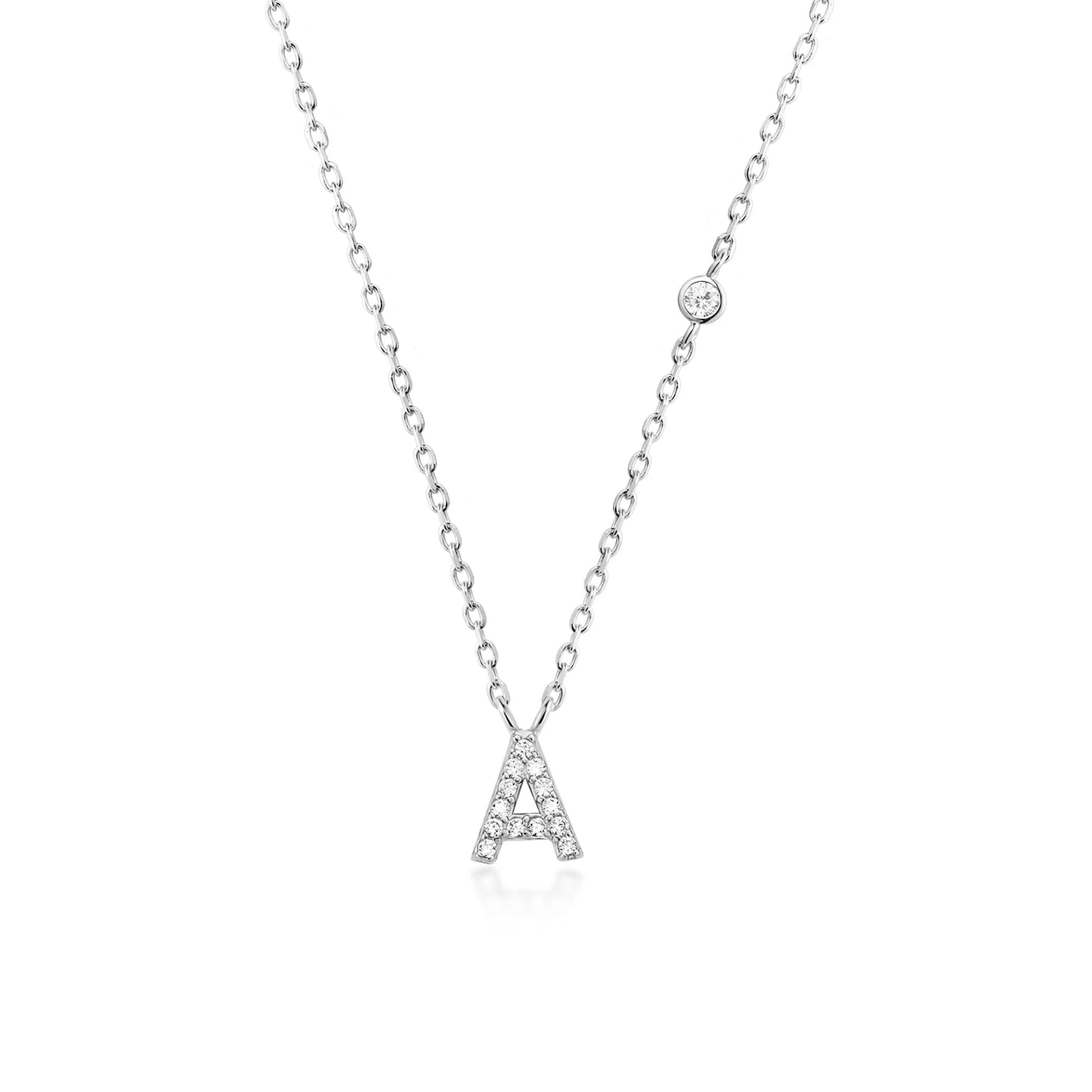VEWANT New 925 Sterling Silver Monogram Initial Letter A M Pendant Long Chain Necklace Crystal Fine Jewelry Luxury Fine Jewelry