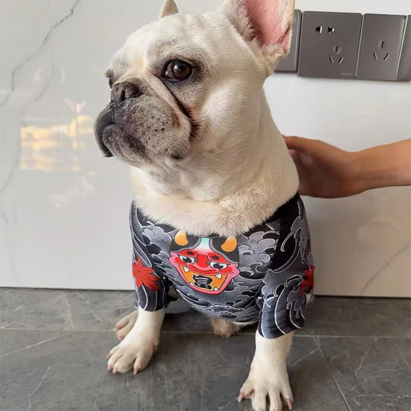 Creative Pet Tattoo Clothes Suitable For Fadou, Bago, Corgi, Bulldog Spring T-shirts, Interesting Social Dog Pet Clothes S-XXL