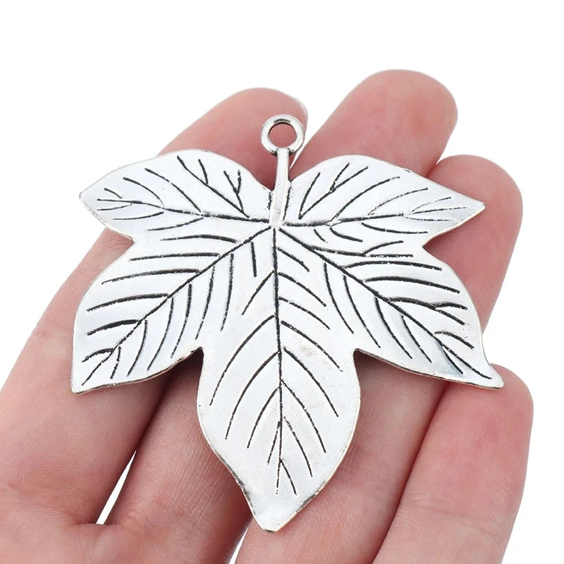 5pcs Antique Silver Color Large Tribal Branch Leaf Charms For DIY Fashion Necklace Jewellery Making Findings Accessories