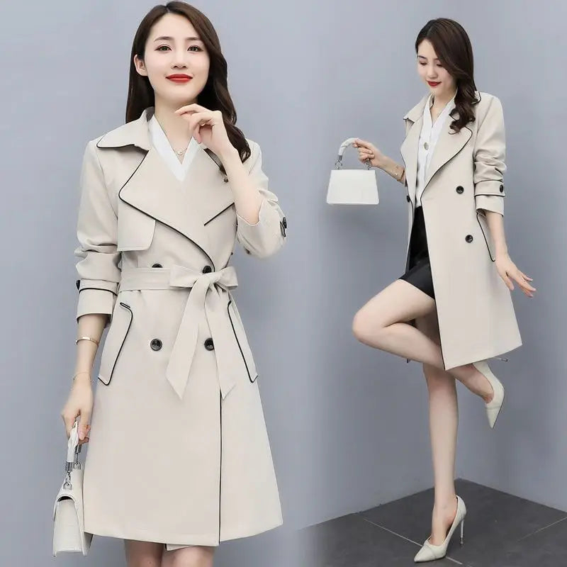 Trench Coat Women's Spring Autumn New Loose Lace-up Mid-length Top