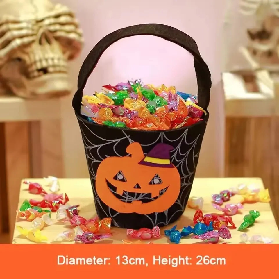 Halloween Theme Candy Bucket Bag Portable Candy Basket Kids Trick or Treat Bucket Halloween Party Decoration Supplies