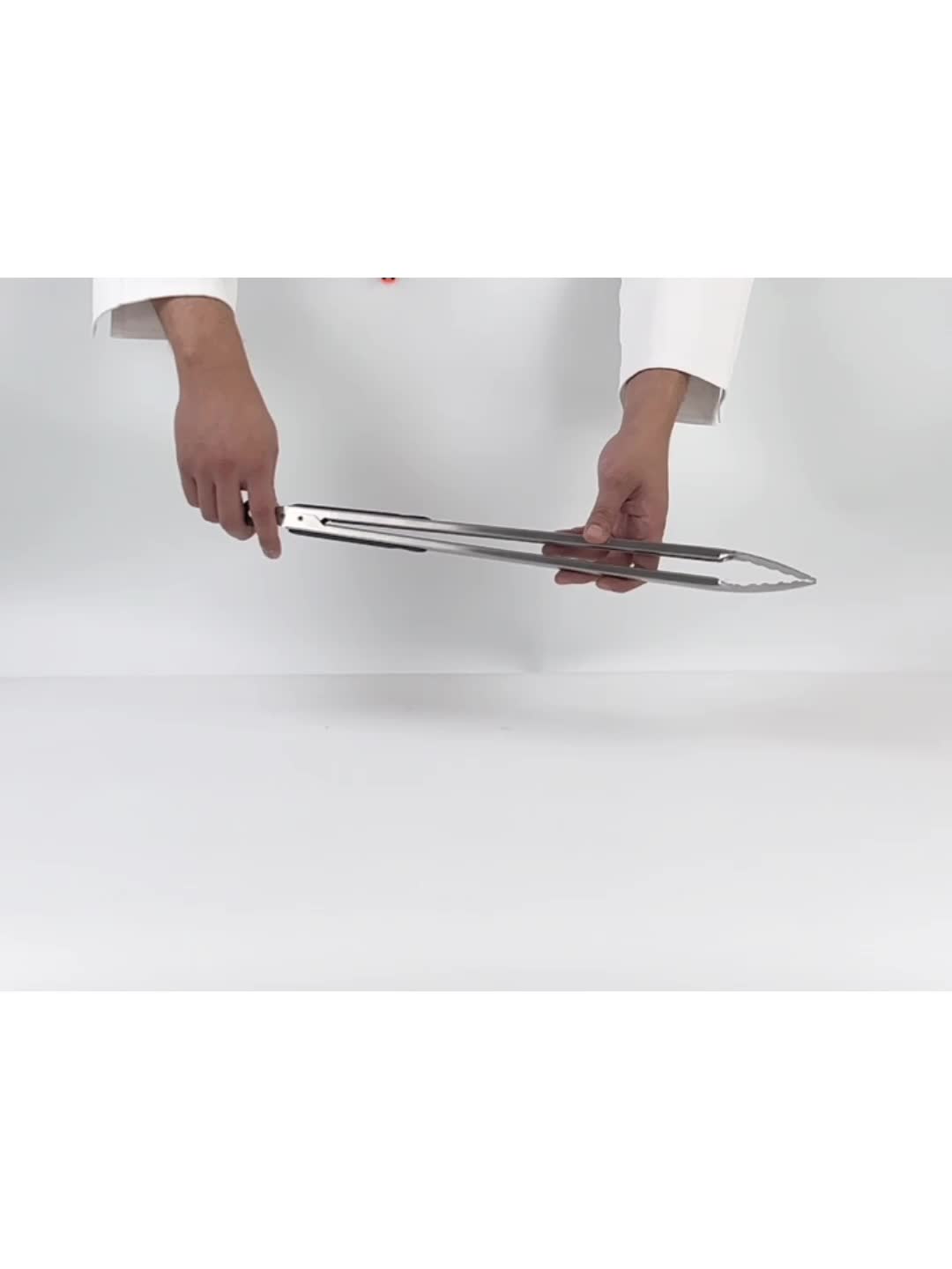 1pc 18inch Food Tongs Stainless Steel Silicone Heat Resistant Tongs Bread Clamp Salad Clip Outdoor Camping Picnic Hiking, Cookware Barbecue Tool Accessories