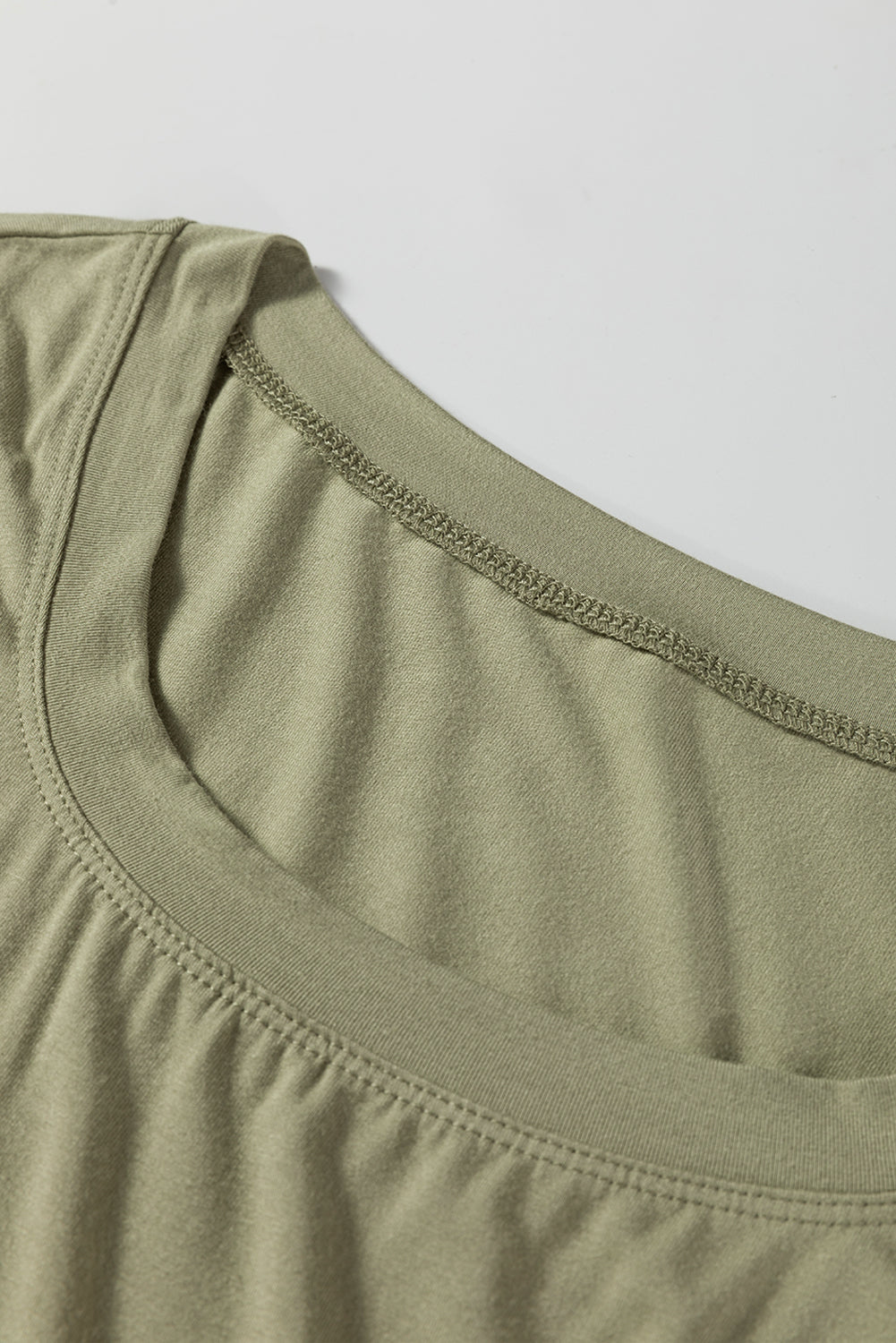 Laurel Green Solid Color Long Sleeve Fitted Top