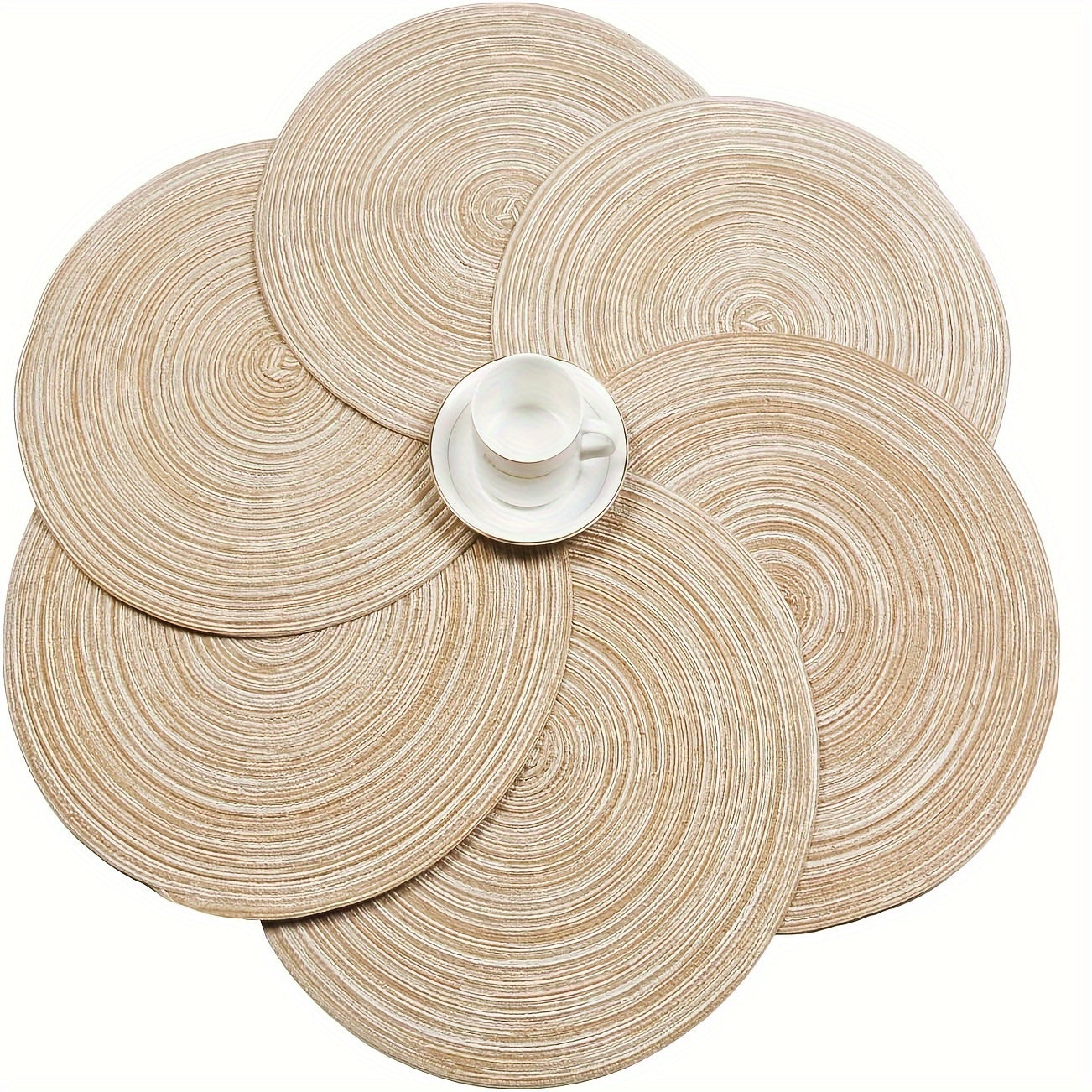 12pcs Round Braided Placemats Washable Round Placemats For Kitchen Dining Table, Round Indoor Woven Fabric Table Mats, Gifts For Mom Grandma, Valentines Bachelorette, DIY Craft Art Decor, Birthday Thanksgivings Christmas Gift