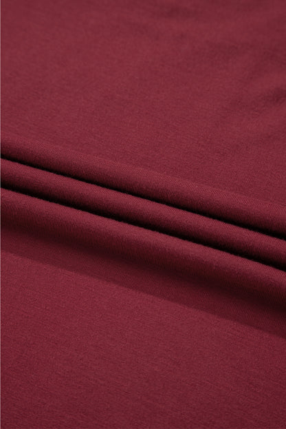 Red Dahlia Lace-trimmed Sweetheart Neckline Ruched Detail Long Sleeve T-shirt