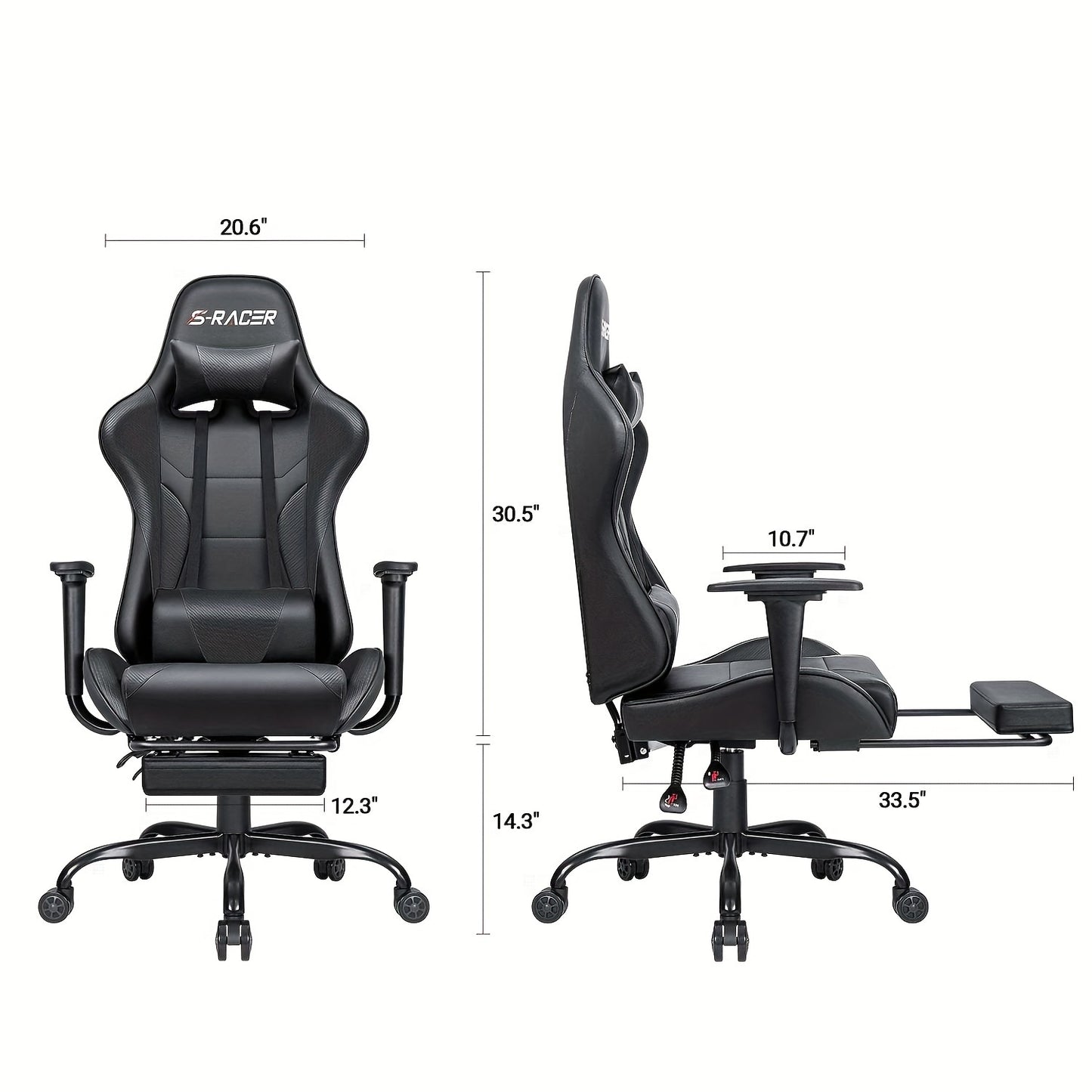 Gaming Chair Massage Office Chair High Back PU Leather Chair with Footrest