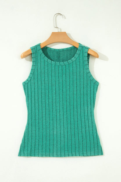 Sky Blue Slim Ribbed Mineral Wash Tank Top