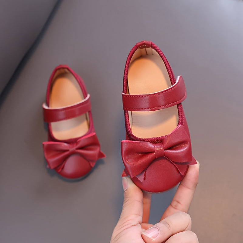 Chaussures plates Mary Jane pour filles, semelle souple antidérapante, décorées d'un nœud, style princesse
