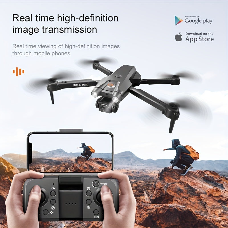 RG500 MAX Drone With Dual Camera, Optical Flow Positioning, Smart Obstacle Avoidance Remote Control Drone Toys For Men's Gifts, Indoor And Outdoor Affordable UAV, Christmas Halloween Thanksgiving Gift