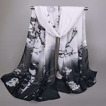 Eleganter, dünner Chiffonschal | Tiermuster, atmungsaktiv, winddicht, dekorativ, geeignet für Freizeit und Wochenende, maschinenwaschbar