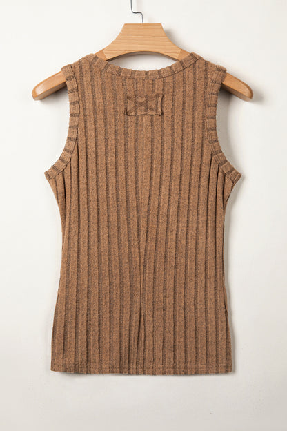 Camel Slim Ribbed Mineral Wash Tank Top