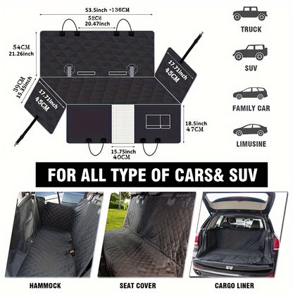Dog Seat Cover for Back Seat, 100% Waterproof Dog Car Seat Covers with Mesh Window, Scratch Prevent Antinslip Dog Car Hammock, Car Seat Covers for Dogs, Dog Backseat Cover for Cars, Standard