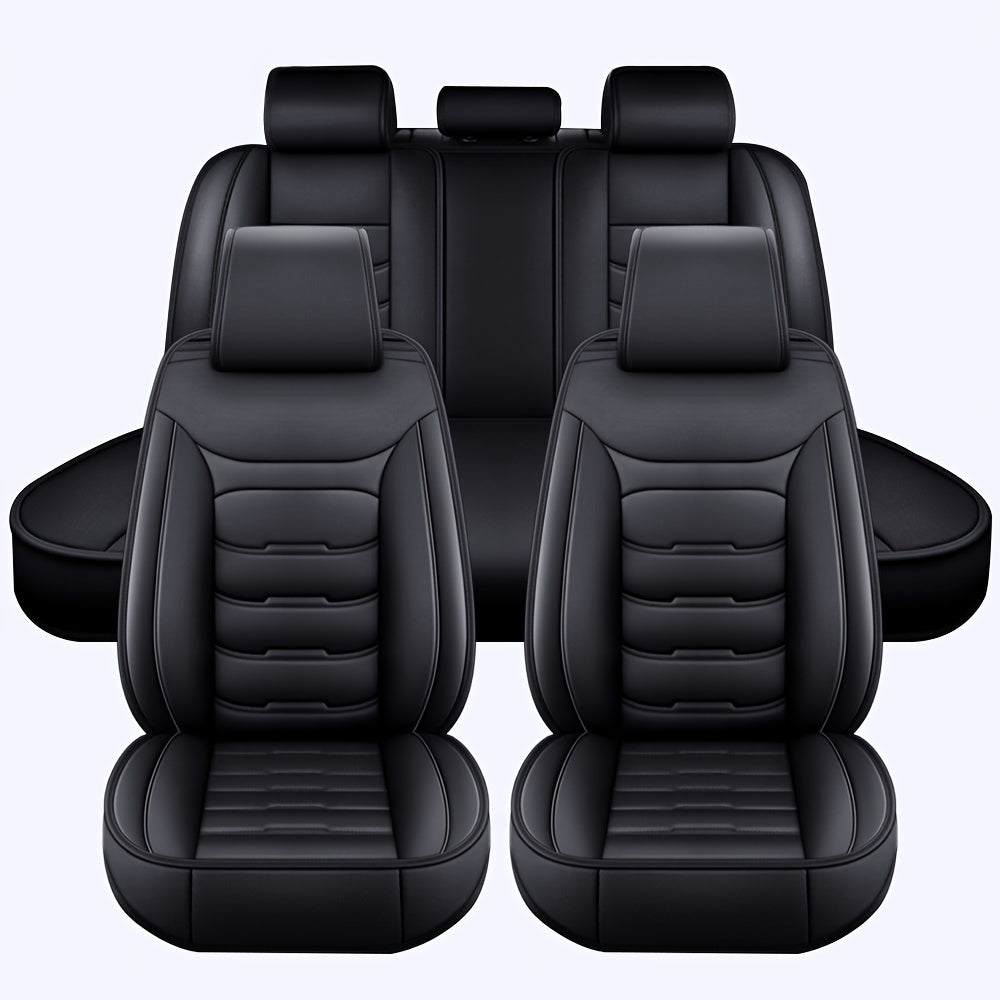 5 Seat Car Seat Covers PU Leather Seat Covers Full Set Waterproof for Car Sedan SUV Truck Vans Front & Rear Seat Cushion Protector with Back Big Storage Bag