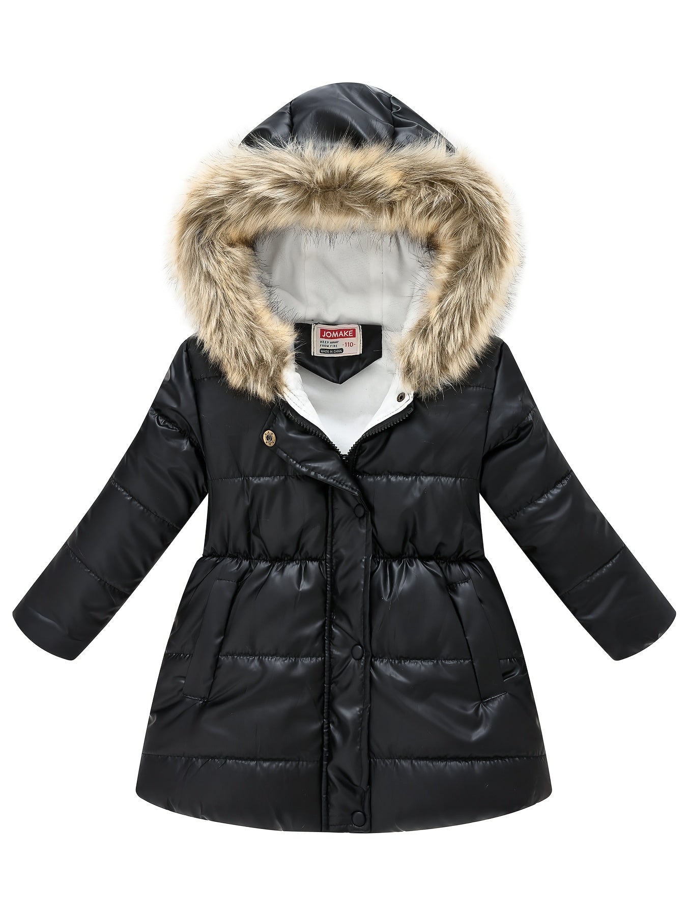 Winterjacke für Kinder im neuen Stil: Dicke, glänzende Kapuzenjacke für Jungen und Mädchen, mittellang