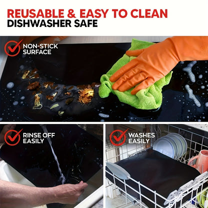 2pcs Non Stick Oven Liners for Bottom Of Electric Oven Thick Heavy Duty Oven Liners for Bottom Of Oven Mat for Bottom Of Oven Oven Liner for Electric Gas Grill, Free Party Favors BBQ Accessories Beech Vacation Essential