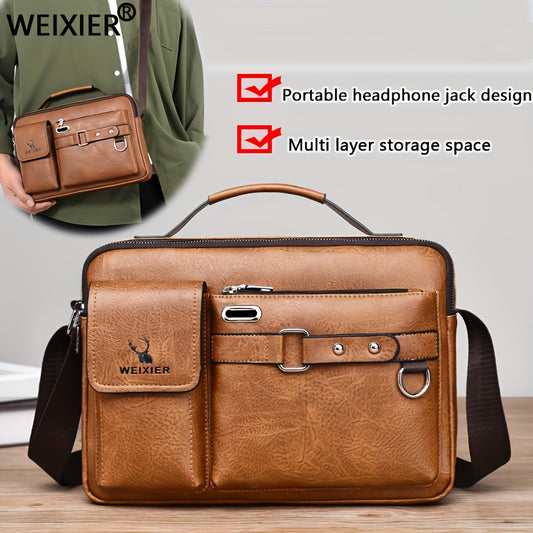 WEIXIER Herren-Umhängetasche, kompatibel mit / - Verstellbare Business- und Freizeit-Schultertasche, Bürotasche, Geschenk für Ehemann, Freund (Material)