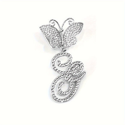 Trendy Shiny Butterfly Cursive Letter Cuban Chain Anklet For Women A-Z Letters Anklets Punk Hip Hop Style Sparkling Barefoot Jewelry