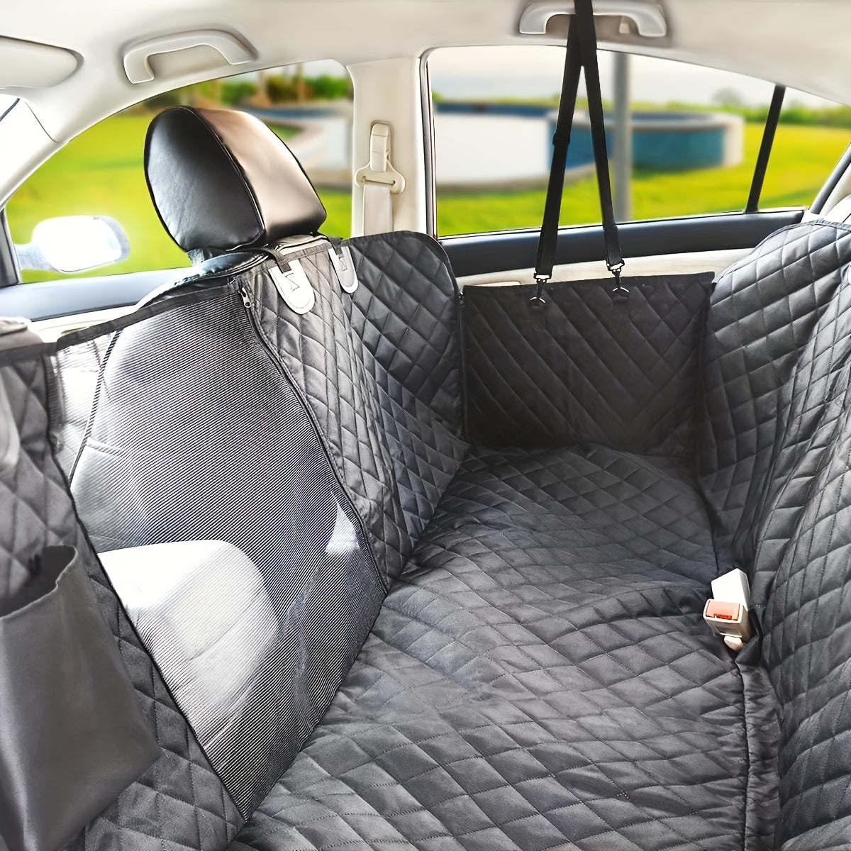 Dog Seat Cover for Back Seat, 100% Waterproof Dog Car Seat Covers with Mesh Window, Scratch Prevent Antinslip Dog Car Hammock, Car Seat Covers for Dogs, Dog Backseat Cover for Cars, Standard