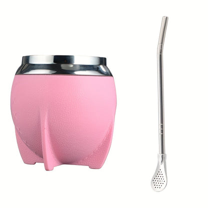 1pc, Yerba Mate Gourd With Bombilla, 9.47oz Stainless Steel Yerba Mate Cup, Double Wall Traditional Tea Cup, Drinkware, Christmas Gifts