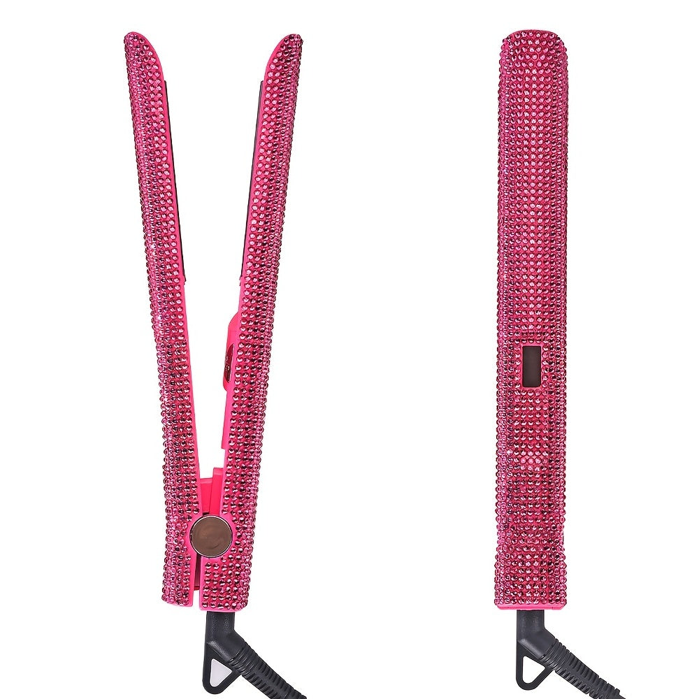 Lisseur à cheveux Bling Rhinestone 2 en 1, fer plat et boucleur pour tous types de cheveux, professionnel, rapide, températures réglables, équipement de salon, fer décoratif, matériau résistant à la chaleur, lissage parfait