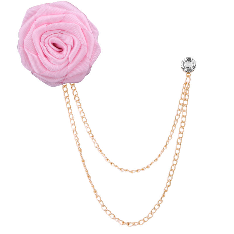 Men's Wedding Ceremony Groom Handmade Rose Chain Brooch