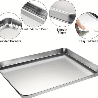 1pc Baking Sheet And Rack, Stainless Steel Cookie Sheet, Baking Pan Tray with Cooling Rack, Toxic & Healthy, Free & Dishwasher Safe, for Outdoor Picnic Party BBQ Accessories Kitchen Accessories