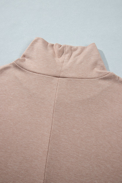 Smoke Gray High Neck Long Sleeve Top