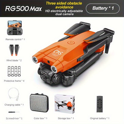 RG500 MAX Drone With Dual Camera, Optical Flow Positioning, Smart Obstacle Avoidance Remote Control Drone Toys For Men's Gifts, Indoor And Outdoor Affordable UAV, Christmas Halloween Thanksgiving Gift