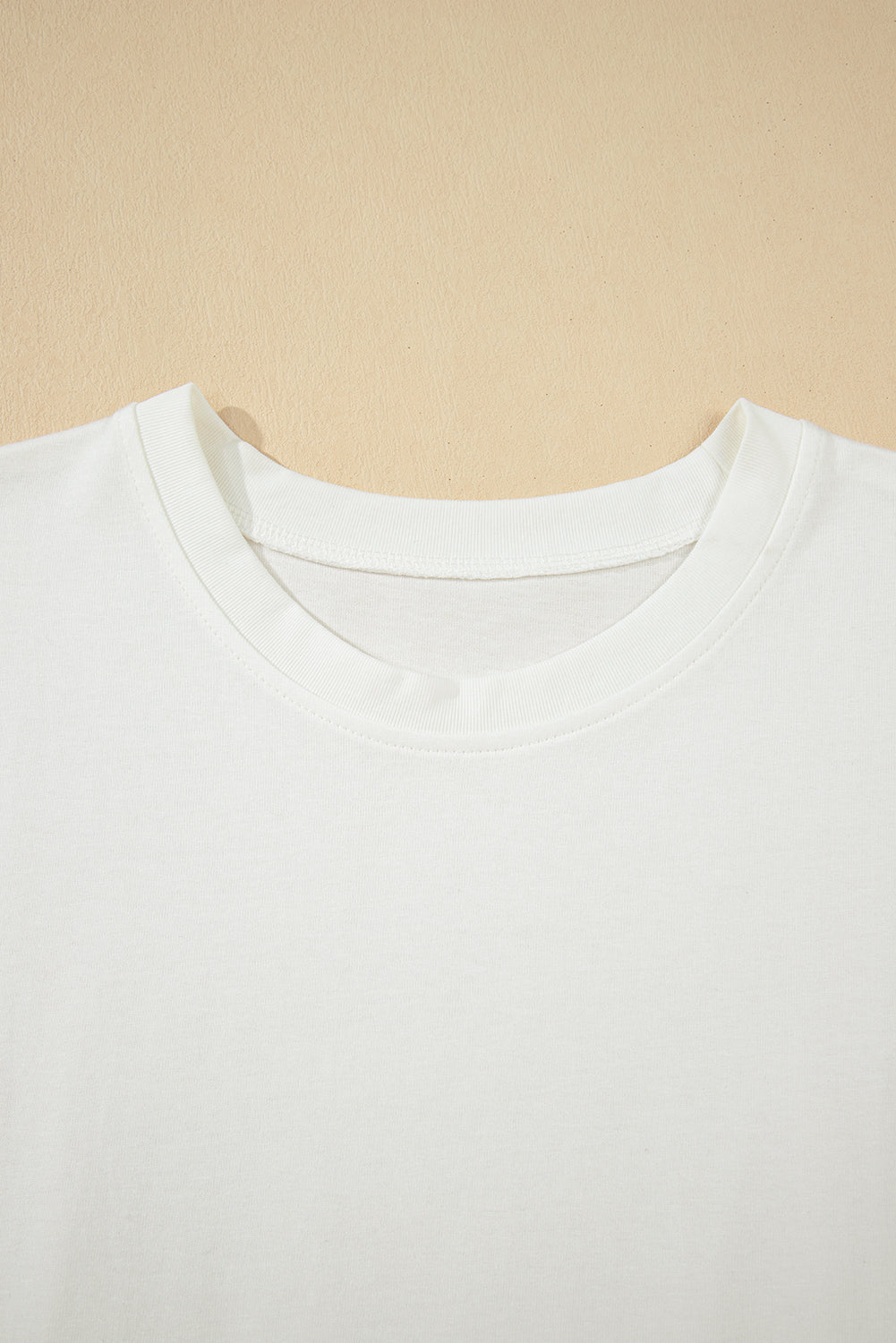 White Drop Shoulder Crew Neck Shift T Shirt Dress