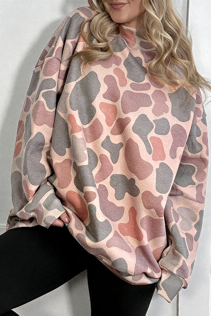 Multicolour Camouflage Western Style Pullover Sweatshirt