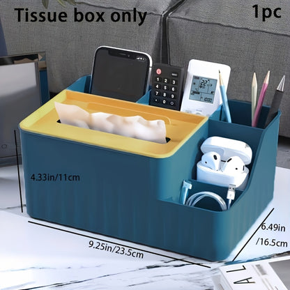 Multi-Purpose Desktop Organizer with Flip Lid - Plastic Wipes Dispenser, Tissue Box Holder for Office, Bedroom, Bathroom & Kitchen Storage