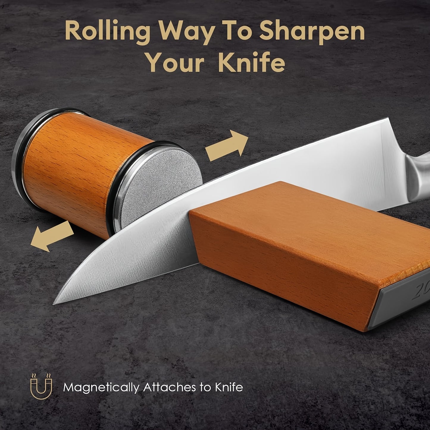 Knife Sharpener Tool, Rolling Knife Sharpeners Kit, Kitchen Knivies Sharpener With Diamond And Ceramic For Steel, Knife Sharpening With 15 And 20°, Angle Base For Kitchen Knives, Selected Christmas Present For Kitchen Enthus