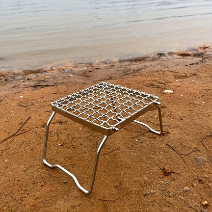 1pc, Mini BBQ Grill, Stainless Steel Portable Camping Pot Holder, Outdoor Camping Gas Stove Stand, Folding Grill Wood Stove Stand, BBQ Accessories, Grill Accessories
