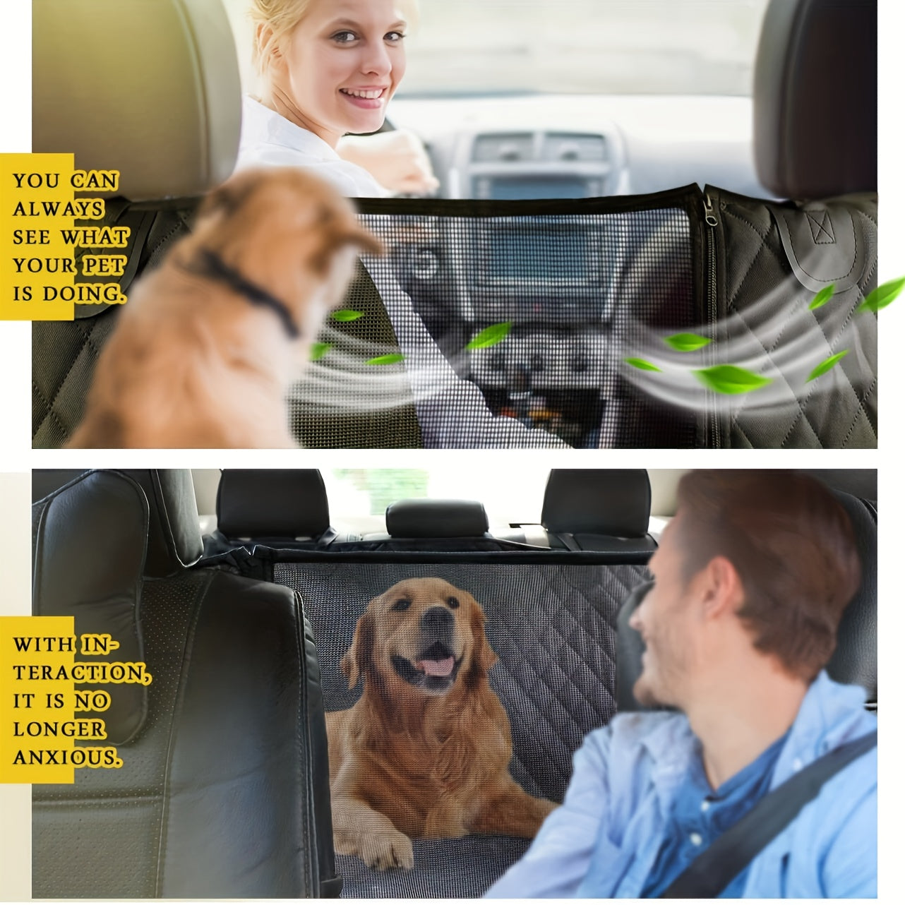 Dog Seat Cover for Back Seat, 100% Waterproof Dog Car Seat Covers with Mesh Window, Scratch Prevent Antinslip Dog Car Hammock, Car Seat Covers for Dogs, Dog Backseat Cover for Cars, Standard