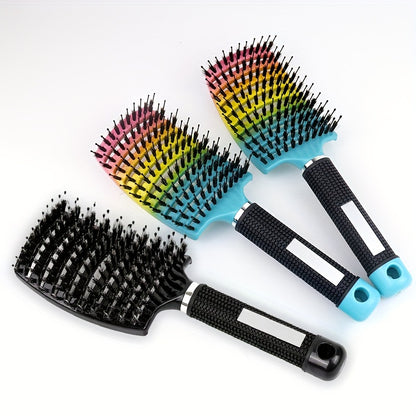 1 Stück gebogene, belüftete professionelle Entwirrungsbürste | Magischer Kopfhautmassagekamm für Frauen, ideal für nasses, lockiges Haar, Styling-Tool, Griff aus ABS-Kunststoff, Nylonborsten - Perfektes Weihnachtsgeschenk für Freunde/Verwandte
