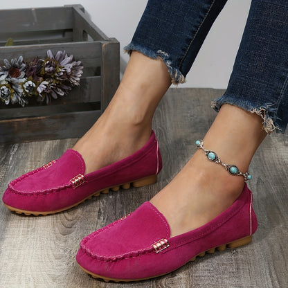 Mocassins confortables à bout rond | Chaussures unies à enfiler pour femmes