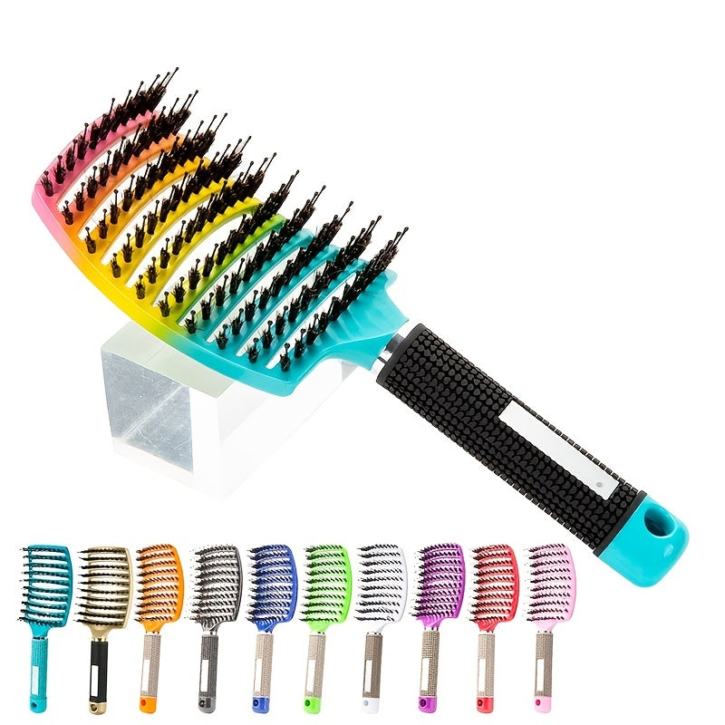 1 Stück gebogene, belüftete professionelle Entwirrungsbürste | Magischer Kopfhautmassagekamm für Frauen, ideal für nasses, lockiges Haar, Styling-Tool, Griff aus ABS-Kunststoff, Nylonborsten - Perfektes Weihnachtsgeschenk für Freunde/Verwandte