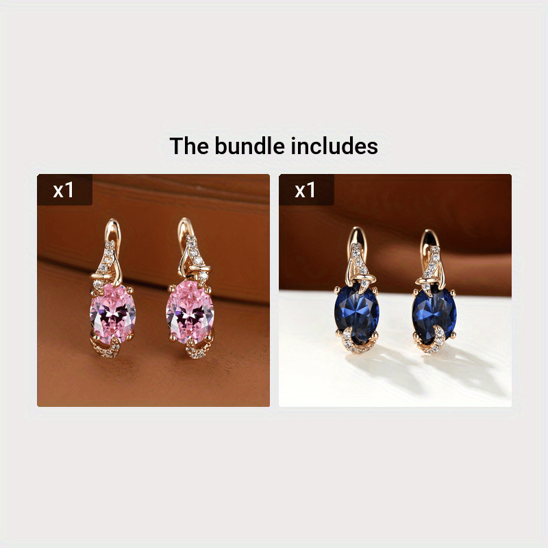 Elegante, 18 Karat vergoldete Ohrstecker mit blauem Stein – Rund- und Ovalschliff, synthetische Zirkonia, Ohrstecker aus Kupfer – Schmuck für jede Jahreszeit | Trendiges Design | Langlebige Vergoldung