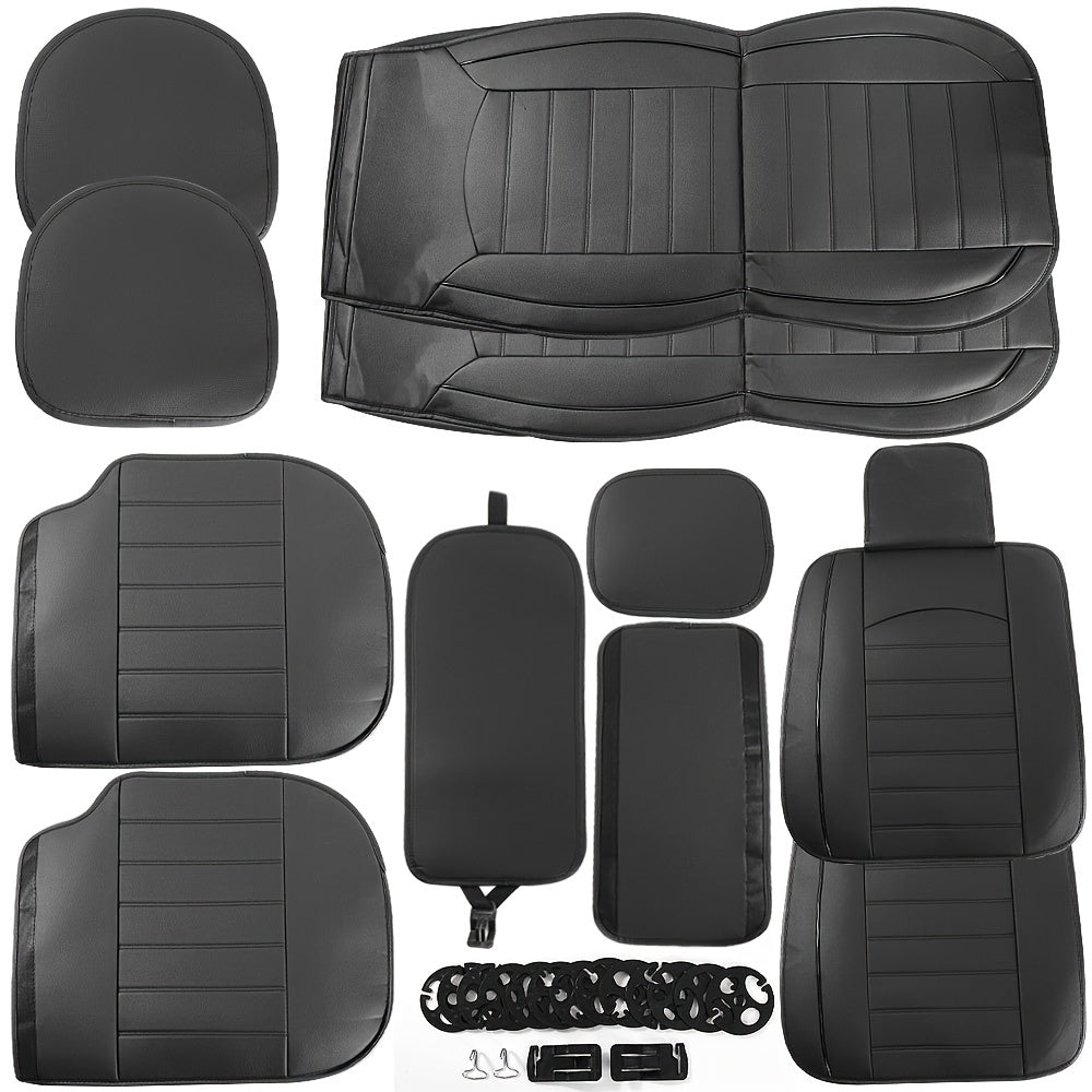 Car Seat Covers Full Set, 5 Seats Universal Seat Covers for Cars, Waterproof Leather Auto Seat Protectors, Front and Rear Seat Protectors