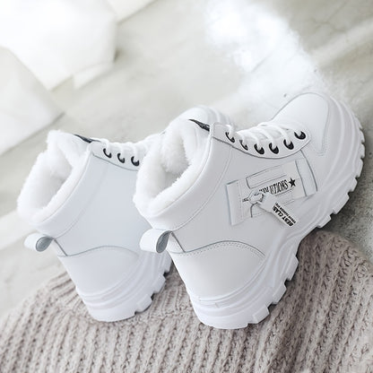 Damen-Winterstiefel mit hohem Schaft – Warm gefütterte Stiefeletten mit dicker Sohle, Schnürung, lässiger Stil, perfekt für Komfort bei kaltem Wetter, Winterstiefel