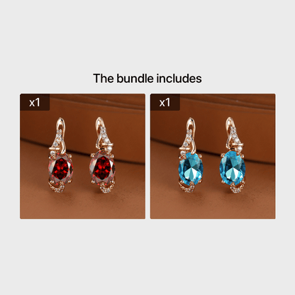 Elegante, 18 Karat vergoldete Ohrstecker mit blauem Stein – Rund- und Ovalschliff, synthetische Zirkonia, Ohrstecker aus Kupfer – Schmuck für jede Jahreszeit | Trendiges Design | Langlebige Vergoldung