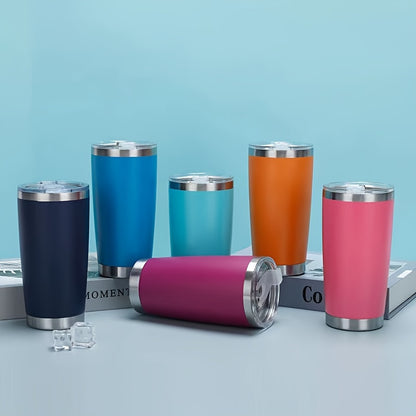 1pc, Tumbler With Lid, 20oz Stainless Steel Water Bottle, Insulated Water Cups, Summer Winter Drinkware, Outdoor Travel Accessories