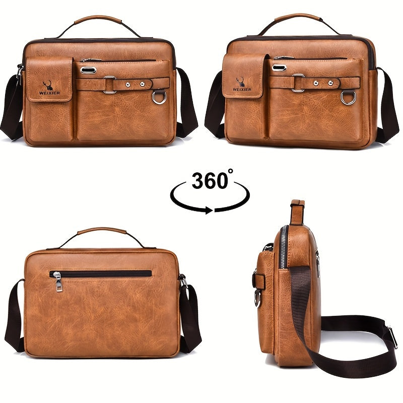WEIXIER Herren-Umhängetasche, kompatibel mit / - Verstellbare Business- und Freizeit-Schultertasche, Bürotasche, Geschenk für Ehemann, Freund (Material)
