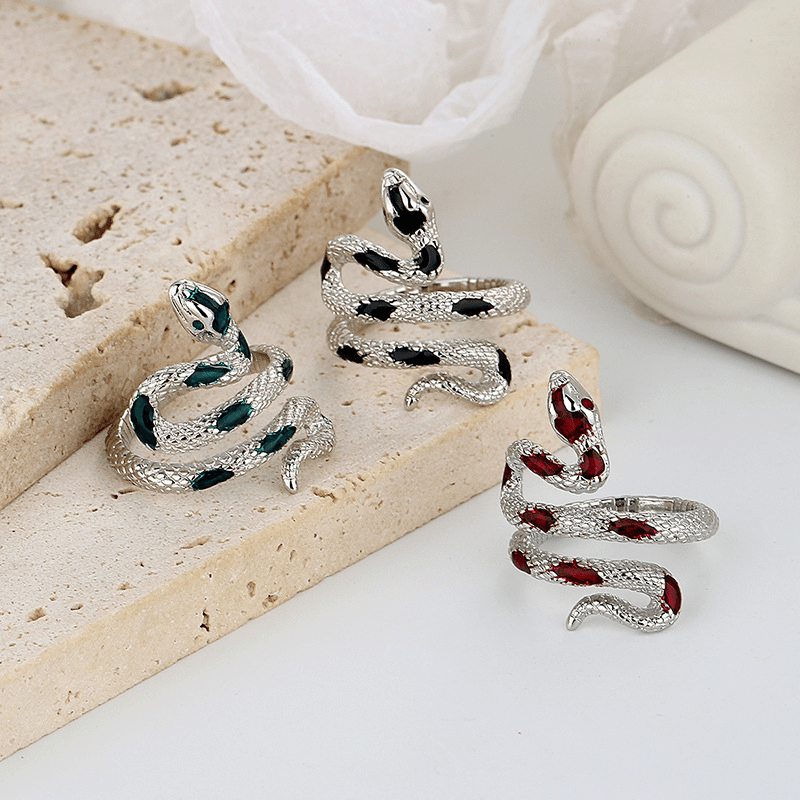 Bague serpent raffinée, plaquée argent, bijou de main pour femme