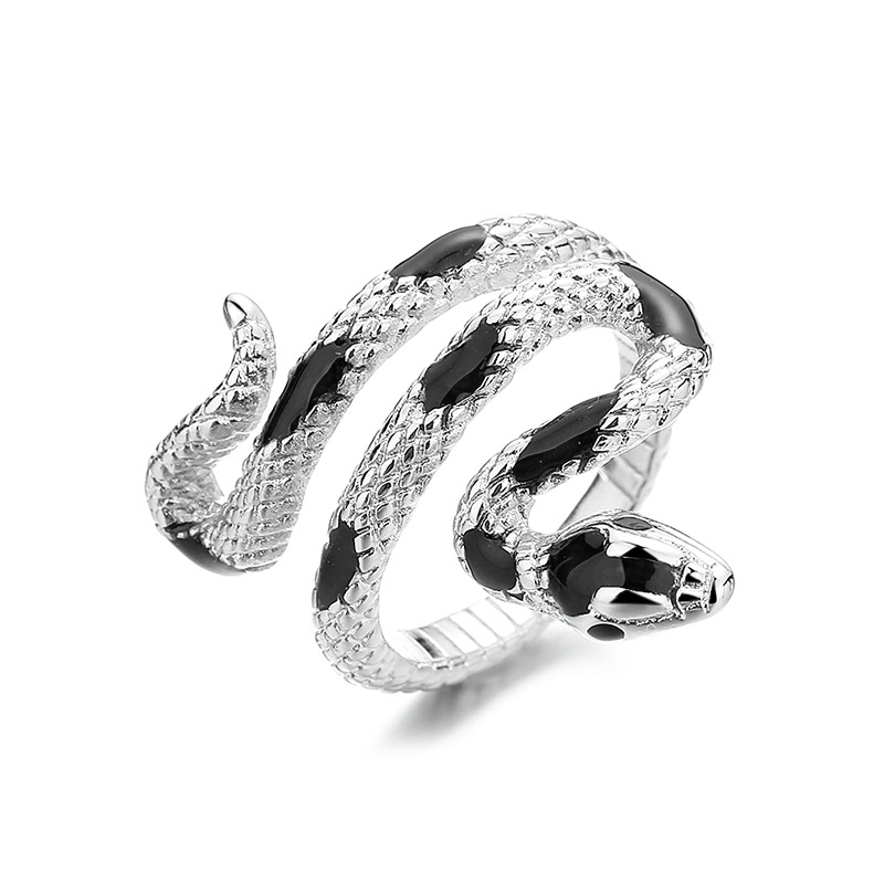 Bague serpent raffinée, plaquée argent, bijou de main pour femme