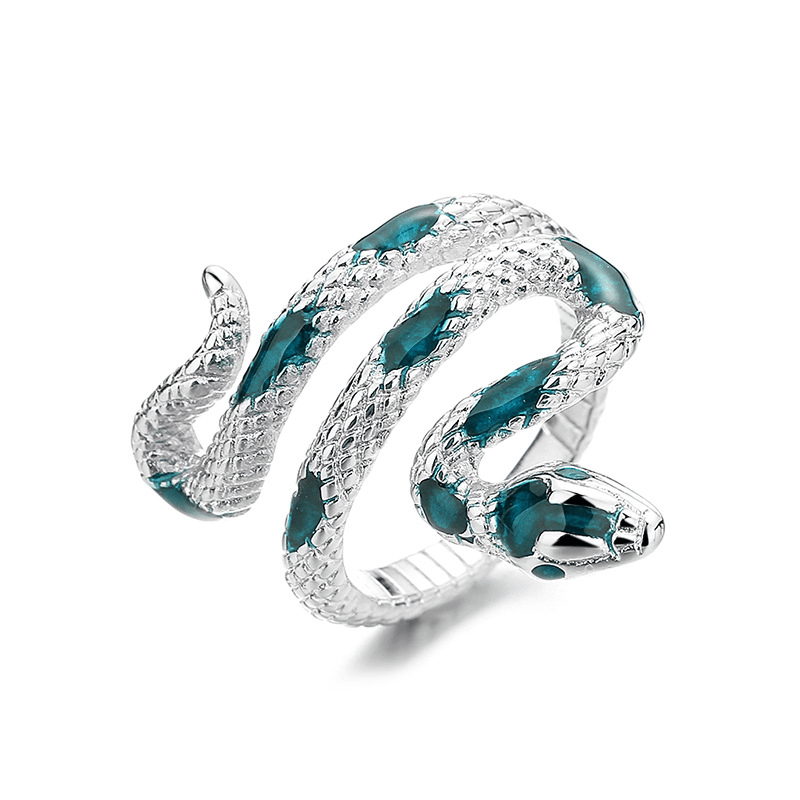 Bague serpent raffinée, plaquée argent, bijou de main pour femme