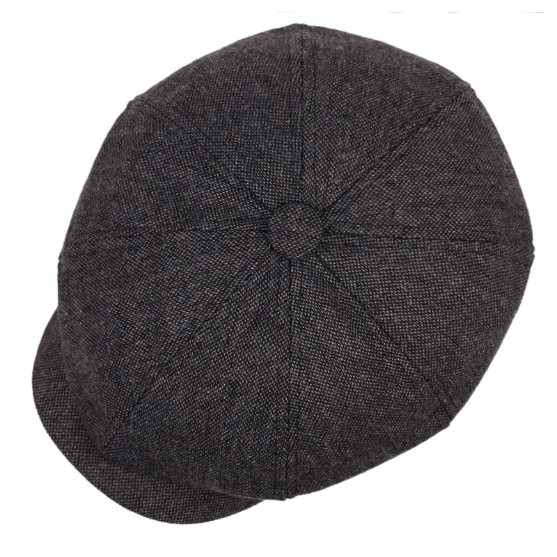 Retro-Schiebermütze im Fischgrätmuster für Herren – Schwarze, lässige Baskenmütze im Vintage-Stil, aus gestricktem Polyester, perfekt für Valentinstag und als Alltagsmütze | Vintage-Schiebermütze | Strickstruktur