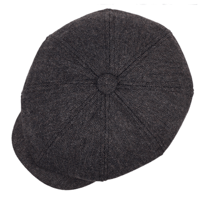 Retro-Schiebermütze im Fischgrätmuster für Herren – Schwarze, lässige Baskenmütze im Vintage-Stil, aus gestricktem Polyester, perfekt für Valentinstag und als Alltagsmütze | Vintage-Schiebermütze | Strickstruktur